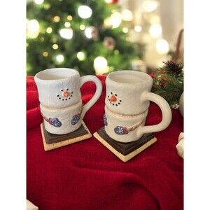 Pair Of Original S'mores Snowman Coffee Mug Cup Midwest of Cannon Falls 5.5"